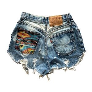 The Laundry Room Blue Jean Shorts with Colorful Pocket